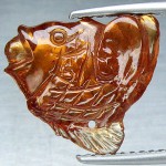 KG-022 Hand Carved Natural Spessartite Garnet crystal stone mineral in Fish Shape Statue